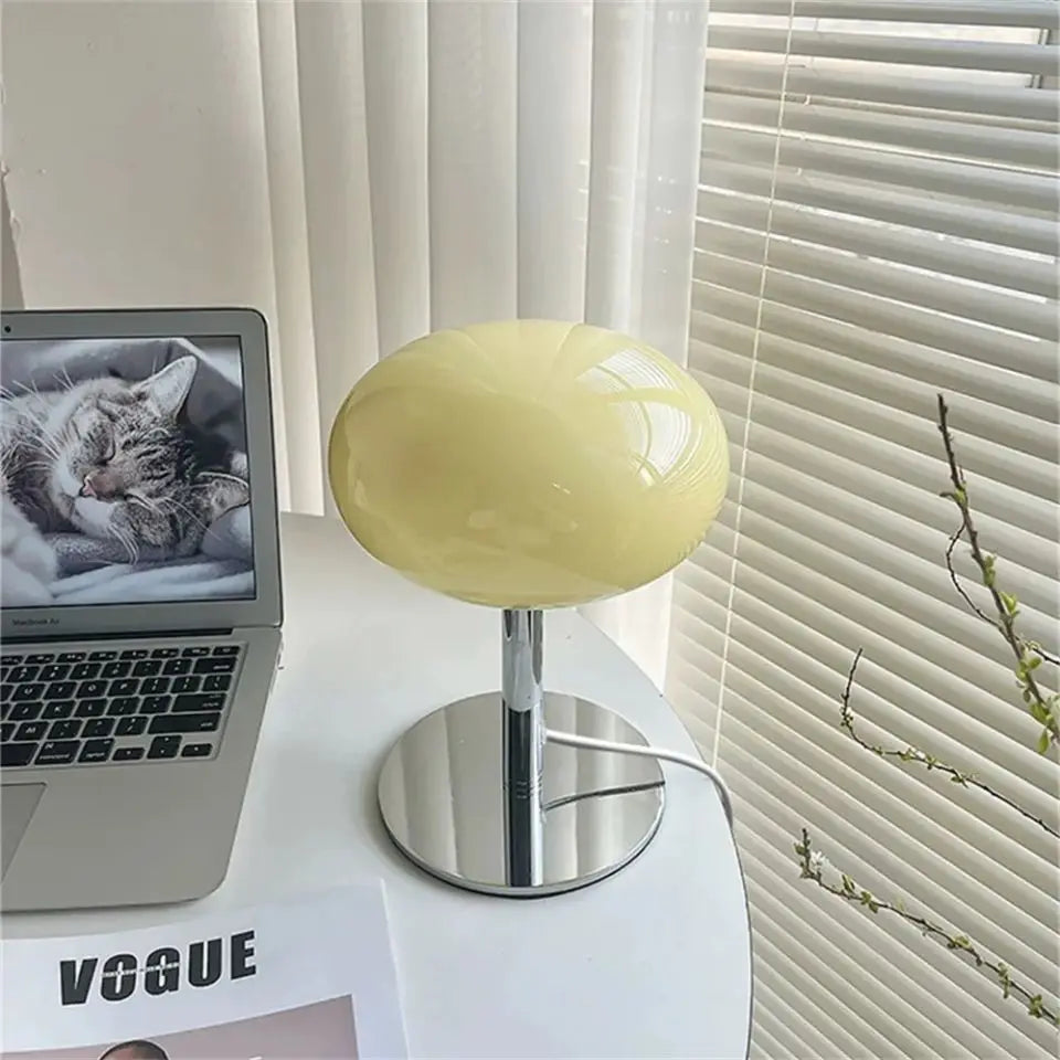 Lollipop Table Lamp Medieval Cream Glass Light Living Room Bedroom Study Simple Atmosphere Retro Glass Standing Lamp Home Decor