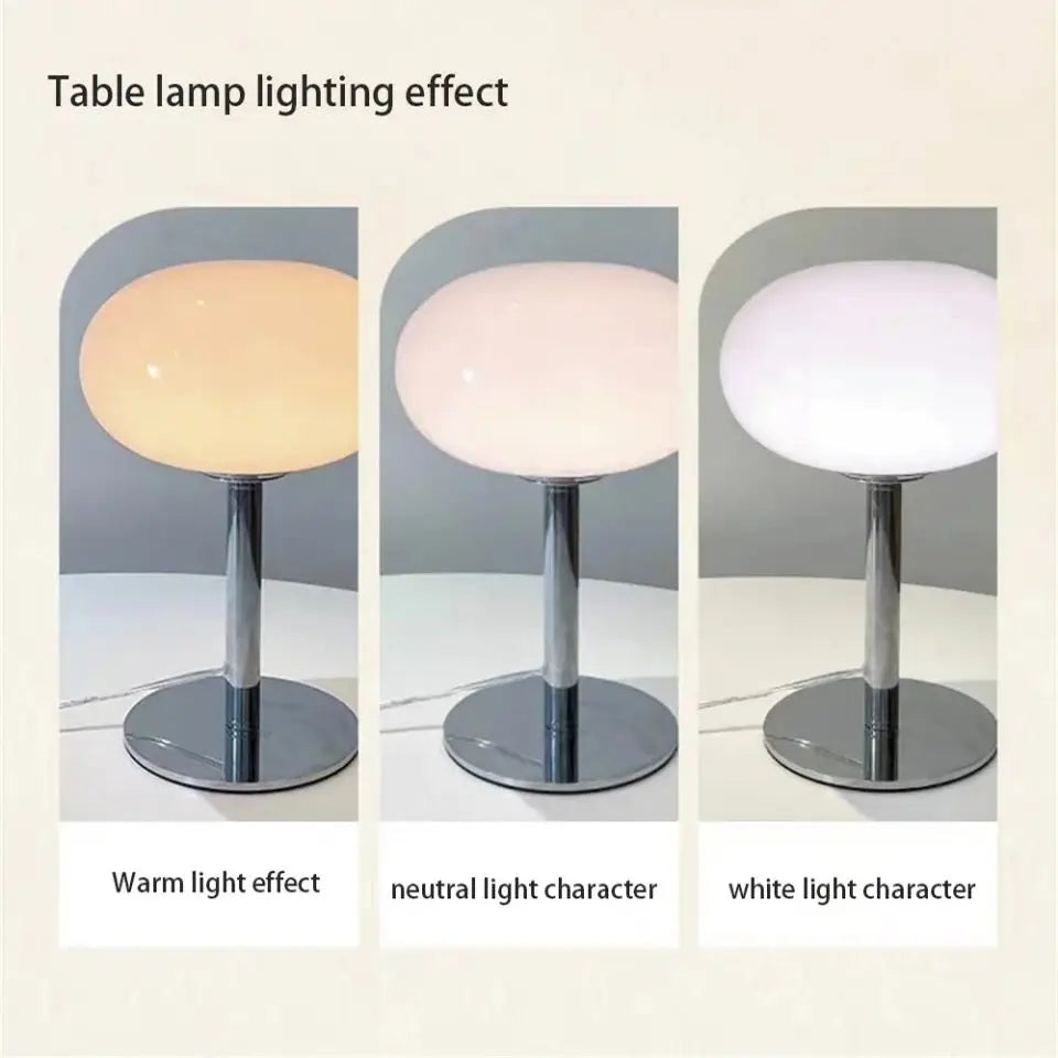 Lollipop Table Lamp Medieval Cream Glass Light Living Room Bedroom Study Simple Atmosphere Retro Glass Standing Lamp Home Decor